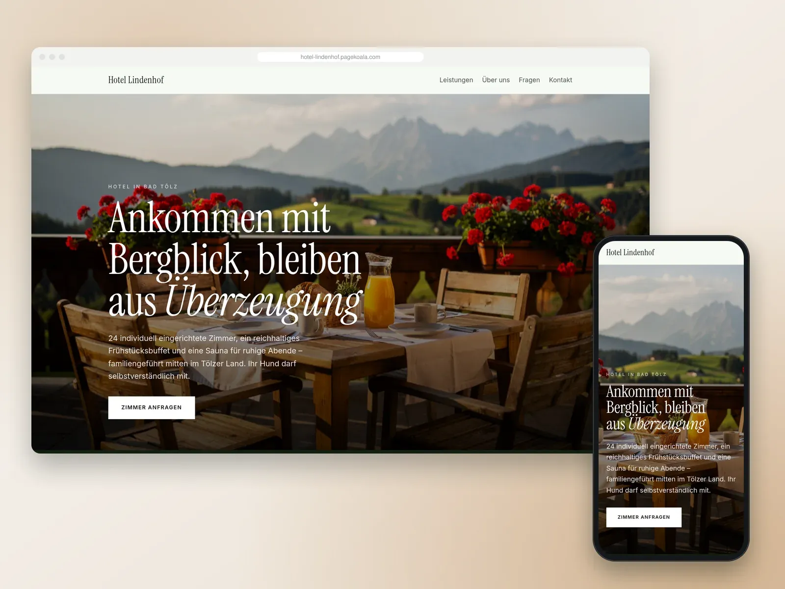 Von der PageKoala-KI erstellte Website: Hotel Lindenhof