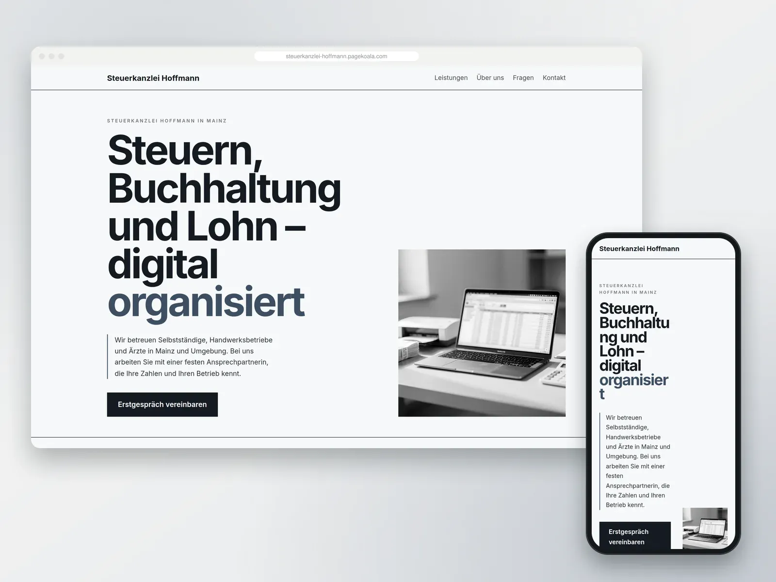 Von der PageKoala-KI erstellte Website: Steuerkanzlei Hoffmann